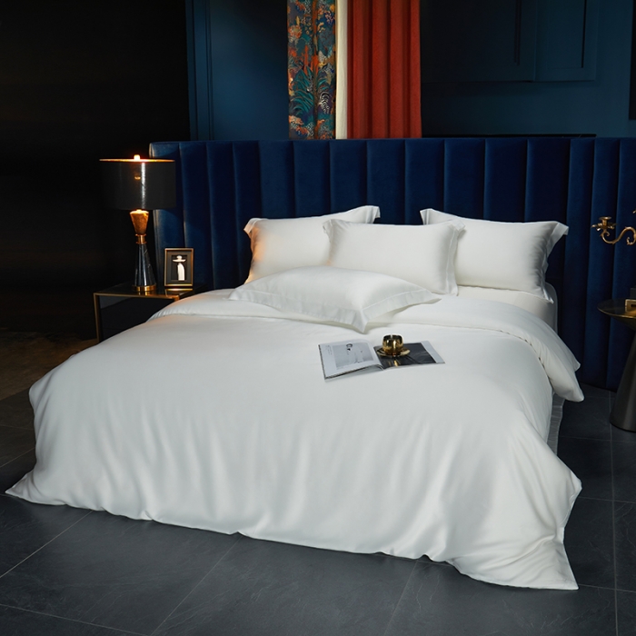 91家纺网 家纺一手货源 找家纺 米多多 2024新款60兰精天丝四件套单品被套 珍珠白