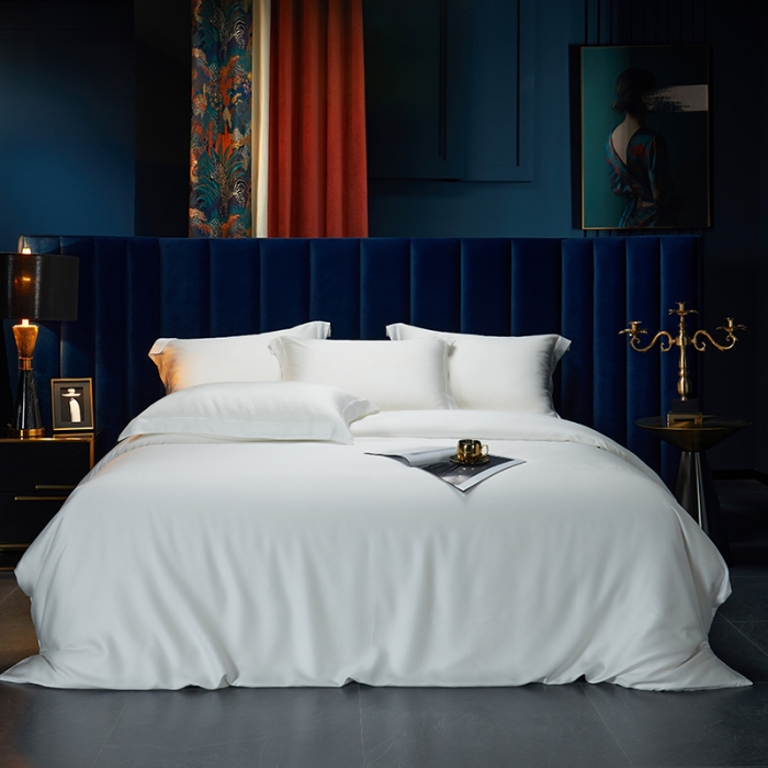 91家纺网 家纺一手货源 找家纺 米多多 2024新款60兰精天丝四件套单品被套 珍珠白