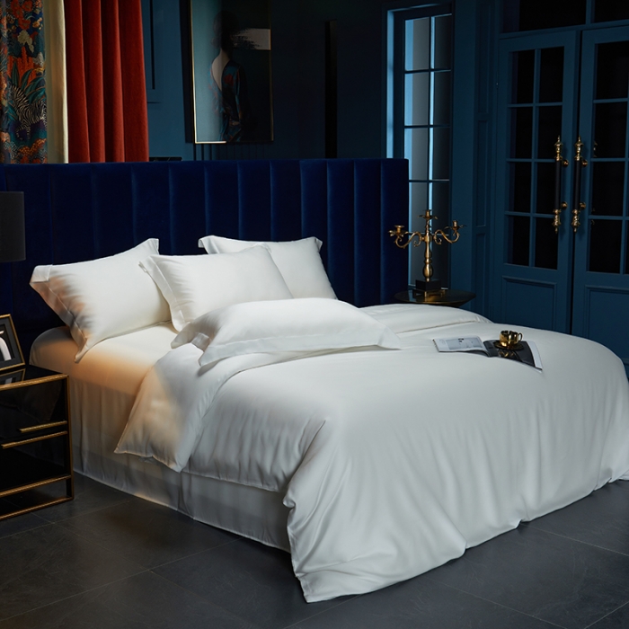 91家纺网 家纺一手货源 找家纺 米多多 2024新款60兰精天丝四件套单品被套 珍珠白