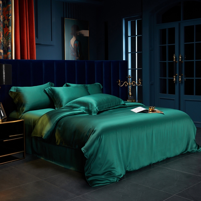 91家纺网 家纺一手货源 找家纺 米多多 2024新款60兰精天丝四件套单品被套 祖母绿