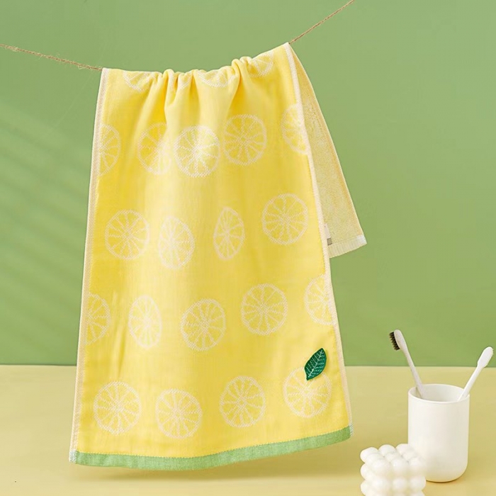 91家纺网 家纺一手货源 找家纺 宿倩佳 2023新款20支超柔单纱柠檬清晨系列全棉毛巾浴巾套装 清晨柠檬-黄浴巾70*140cm