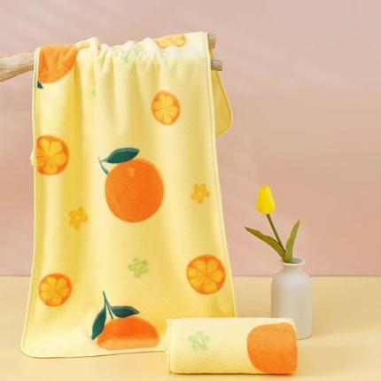91家纺网 家纺一手货源 找家纺 2023新款新款珊瑚绒毛巾浴巾套装小方巾心想事橙系列 心想事橙-蓝浴巾70*140cm