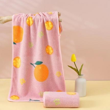 91家纺网 家纺一手货源 找家纺 2023新款新款珊瑚绒毛巾浴巾套装小方巾心想事橙系列 心想事橙-蓝浴巾70*140cm
