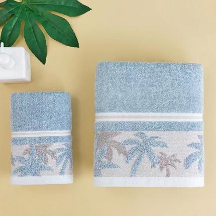 91家纺网 家纺一手货源 找家纺 总 宿倩佳2023新款夏威夷风丽晶纱断档加提花系列毛巾浴巾套装纯棉毛巾