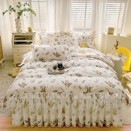 91家纺网 家纺一手货源 找家纺 （总）宜凡 2023新款 全棉床笠式床裙四件套