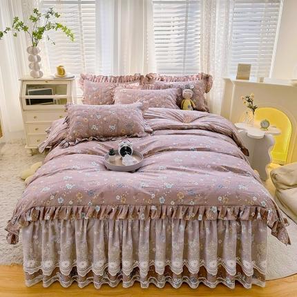 91家纺网 家纺一手货源 找家纺 （总）宜凡 2023新款 全棉床笠式床裙四件套