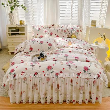 91家纺网 家纺一手货源 找家纺 （总）宜凡 2023新款 全棉床笠式床裙四件套