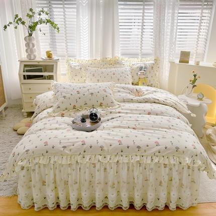 91家纺网 家纺一手货源 找家纺 （总）宜凡 2023新款 全棉床笠式床裙四件套