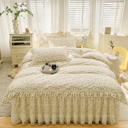 宜凡 2023新款 全棉床笠式床裙四件套 爱心小熊