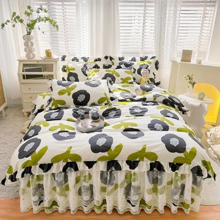 宜凡 2023新款 全棉床笠式床裙四件套 稻花香