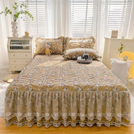 91家纺网 家纺一手货源 找家纺 （总）宜凡 2023新款 全棉床笠式床裙三件套