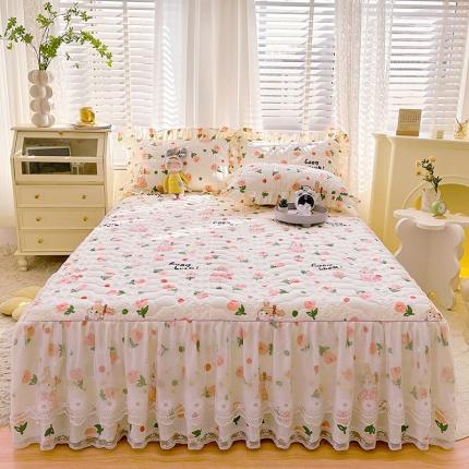 91家纺网 家纺一手货源 找家纺 宜凡 2023新款 全棉床笠式床裙三件套 幸运时光