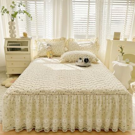 宜凡 2023新款 全棉床笠式床裙三件套 爱心小熊