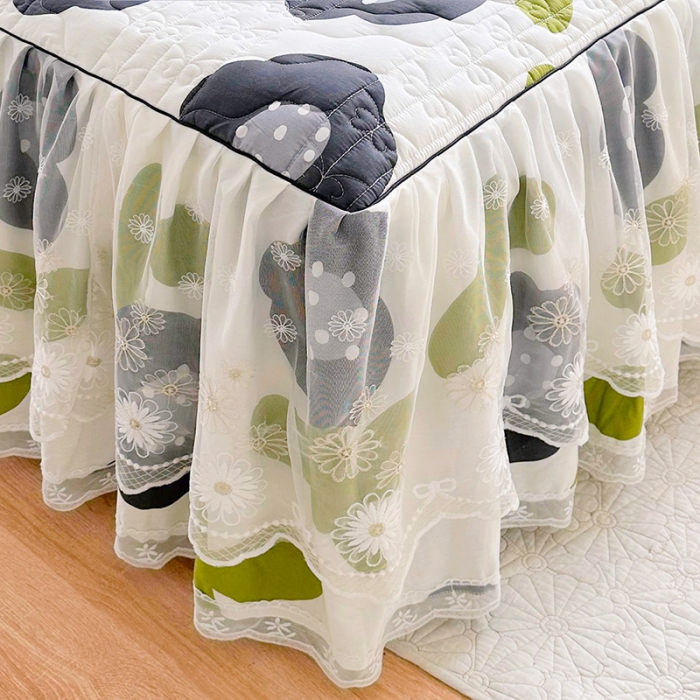 91家纺网 家纺一手货源 找家纺 宜凡 2023新款 全棉床笠式床裙三件套 稻花香