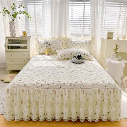 宜凡 2023新款 全棉床笠式床裙三件套 蘑菇屋