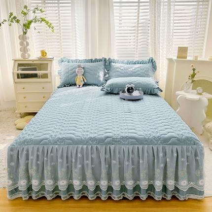 宜凡 2023新款 全棉床笠式床裙三件套 时光蓝
