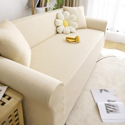 91家纺网 家纺一手货源 找家纺 沐沐 2026新款 芙蓉格沙发套 芙蓉格-米白