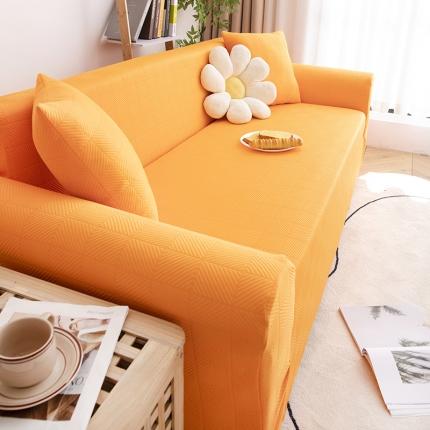 91家纺网 家纺一手货源 找家纺 沐沐 2026新款 芙蓉格沙发套 芙蓉格-元气橙