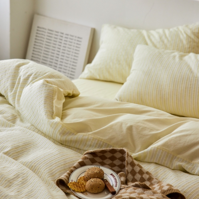 91家纺网 家纺一手货源 找家纺 （总）安莱 2023新款爆款水洗棉提花锦瑟基础款四件套