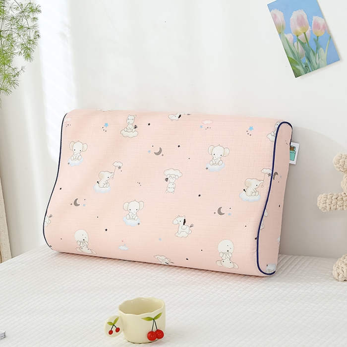 91家纺网 家纺一手货源 找家纺 良佐生活 2023新款A类母婴级双层纱乳胶枕专用枕套 小飞象粉