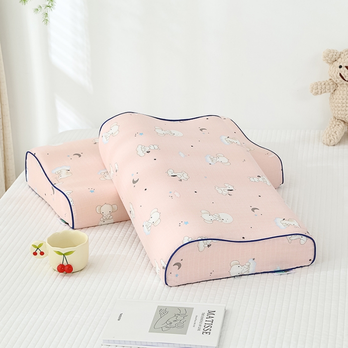 91家纺网 家纺一手货源 找家纺 良佐生活 2023新款A类母婴级双层纱乳胶枕专用枕套 小飞象粉