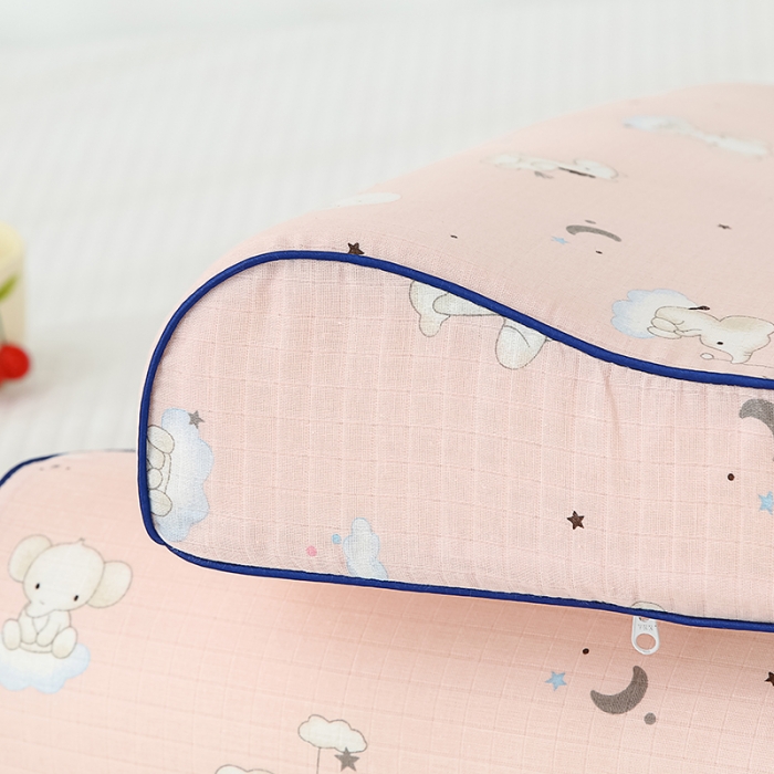 91家纺网 家纺一手货源 找家纺 良佐生活 2023新款A类母婴级双层纱乳胶枕专用枕套 小飞象粉