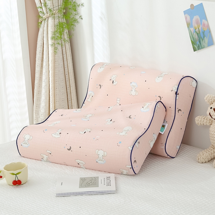 91家纺网 家纺一手货源 找家纺 良佐生活 2023新款A类母婴级双层纱乳胶枕专用枕套 小飞象粉