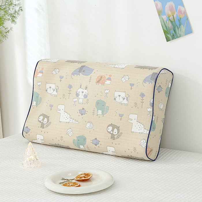 91家纺网 家纺一手货源 找家纺 良佐生活 2023新款A类母婴级双层纱乳胶枕专用枕套 宠物联盟咖