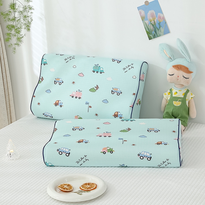 91家纺网 家纺一手货源 找家纺 良佐生活 2023新款A类母婴级双层纱乳胶枕专用枕套 汽车总动员