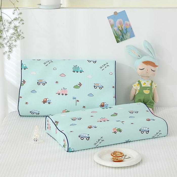 91家纺网 家纺一手货源 找家纺 良佐生活 2023新款A类母婴级双层纱乳胶枕专用枕套 汽车总动员