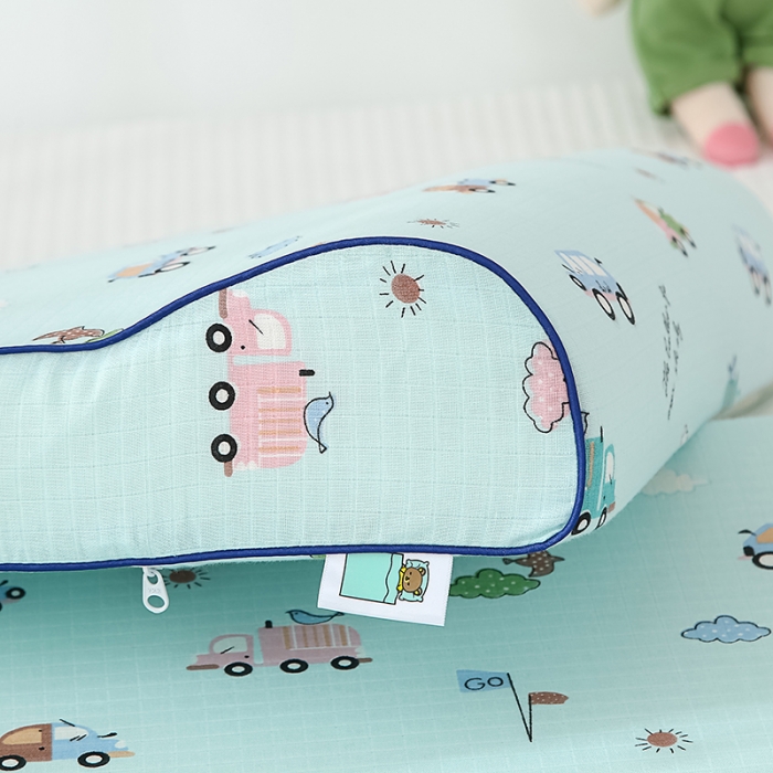 91家纺网 家纺一手货源 找家纺 良佐生活 2023新款A类母婴级双层纱乳胶枕专用枕套 汽车总动员