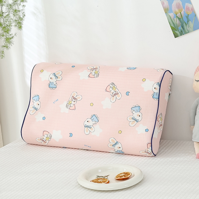 91家纺网 家纺一手货源 找家纺 良佐生活 2023新款A类母婴级双层纱乳胶枕专用枕套 兔斯基粉