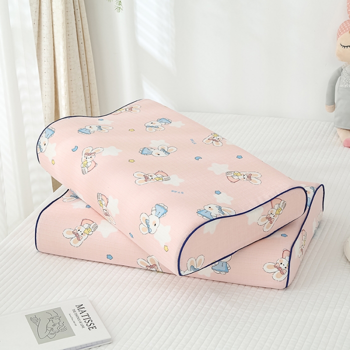 91家纺网 家纺一手货源 找家纺 良佐生活 2023新款A类母婴级双层纱乳胶枕专用枕套 兔斯基粉