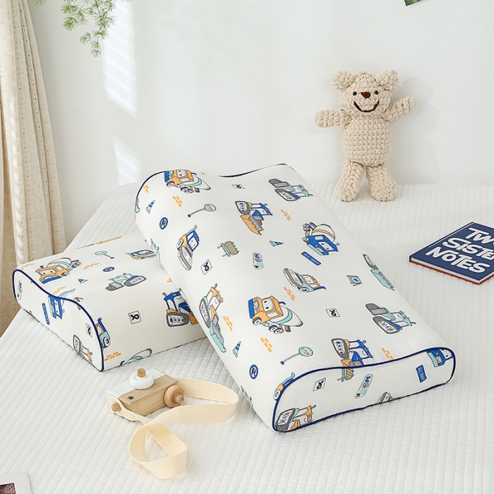 91家纺网 家纺一手货源 找家纺 良佐生活 2023新款A类母婴级双层纱乳胶枕专用枕套 小小工程车