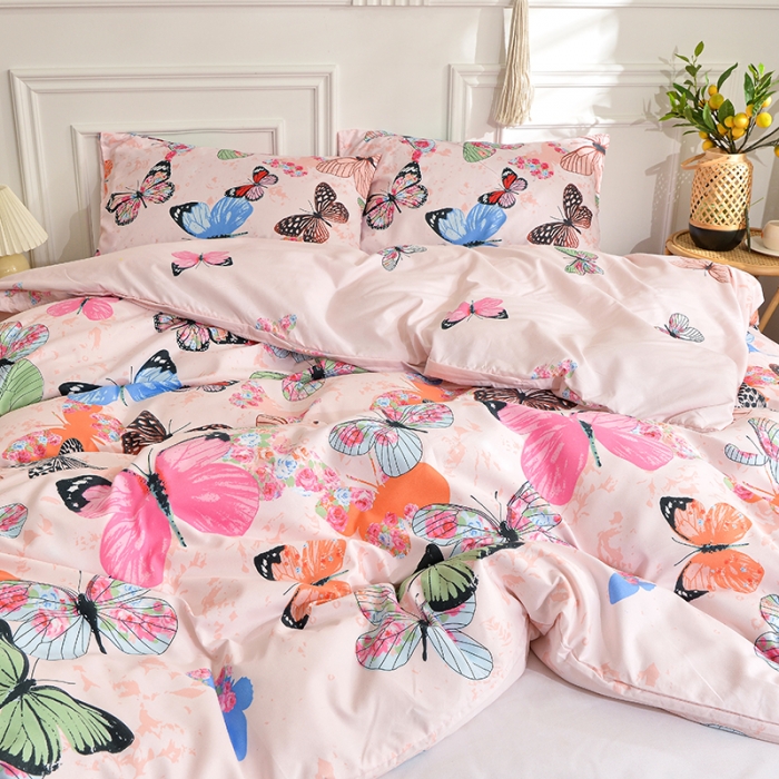 91家纺网 家纺一手货源 找家纺 柏钧 2023新款专供外贸跨境电商热销款印花单被套枕套 蝴蝶飞飞