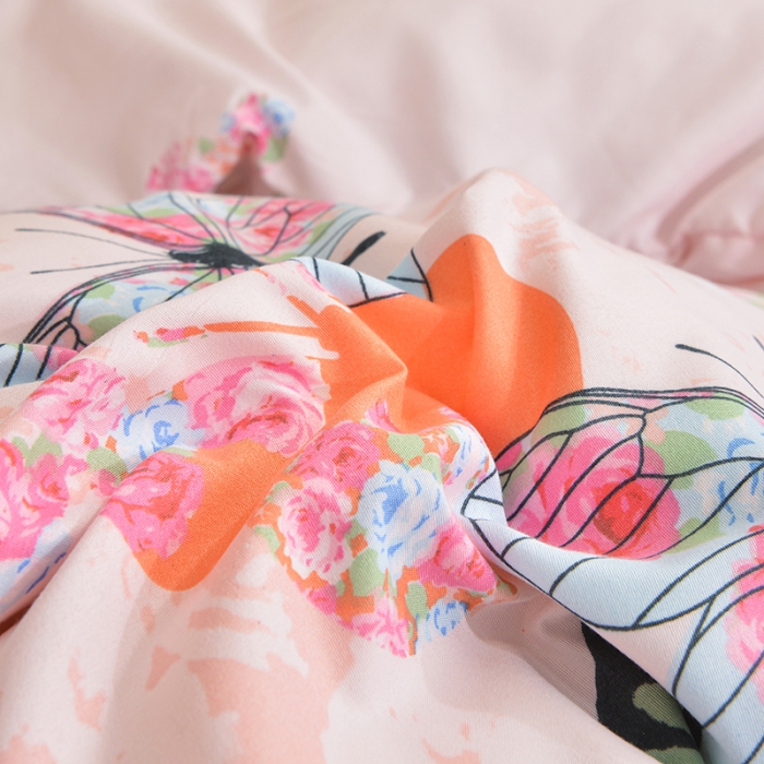 91家纺网 家纺一手货源 找家纺 柏钧 2023新款专供外贸跨境电商热销款印花单被套枕套 蝴蝶飞飞