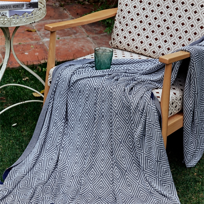 91家纺网 家纺一手货源 找家纺 暖绵绵 2025新款罗恩系列午睡盖毯多功能毯子 深灰