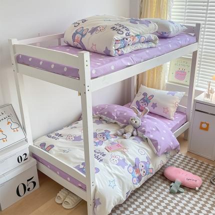 91家纺网 家纺一手货源 找家纺 金鑫汇 2023新款全棉宿舍印花三件套 梦幻兔