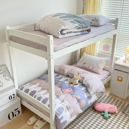 91家纺网 家纺一手货源 找家纺 金鑫汇 2023新款全棉宿舍印花三件套 奶油粉