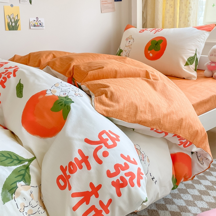 91家纺网 家纺一手货源 找家纺 金鑫汇 2023新款全棉宿舍印花三件套 发财兔