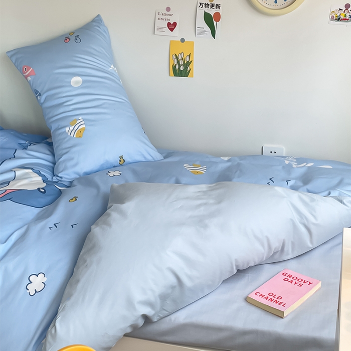 91家纺网 家纺一手货源 找家纺 金鑫汇 2023新款全棉宿舍印花三件套 海洋世界