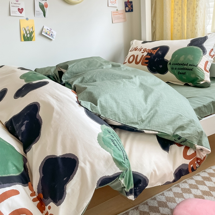 91家纺网 家纺一手货源 找家纺 金鑫汇 2023新款全棉宿舍印花三件套 蜗居