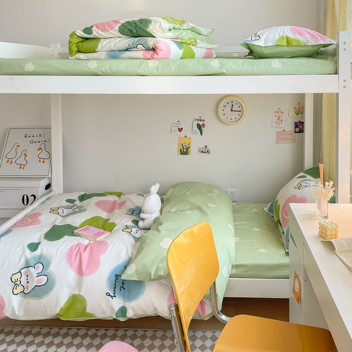 91家纺网 家纺一手货源 找家纺 金鑫汇 2023新款全棉宿舍印花三件套 心心念念