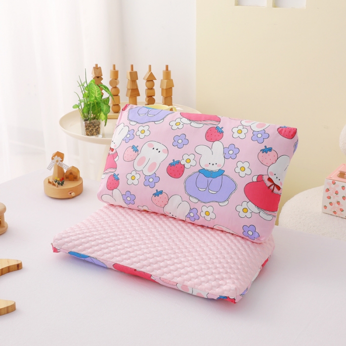 91家纺网 家纺一手货源 找家纺 吉咪兔 2023新款儿童卡通全棉冰豆豆枕 可爱兔子30*50cm拆卸款+珍珠棉枕芯