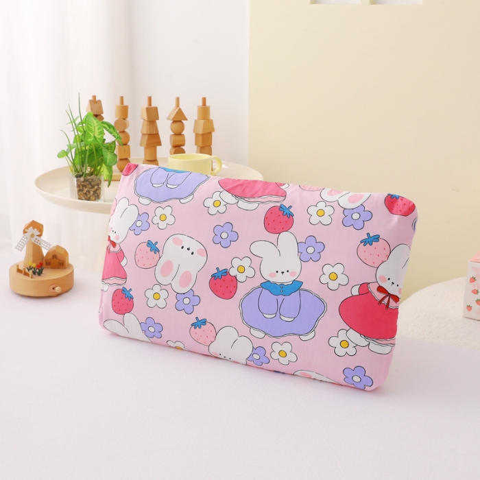 91家纺网 家纺一手货源 找家纺 吉咪兔 2023新款儿童卡通全棉冰豆豆枕 可爱兔子30*50cm拆卸款+珍珠棉枕芯