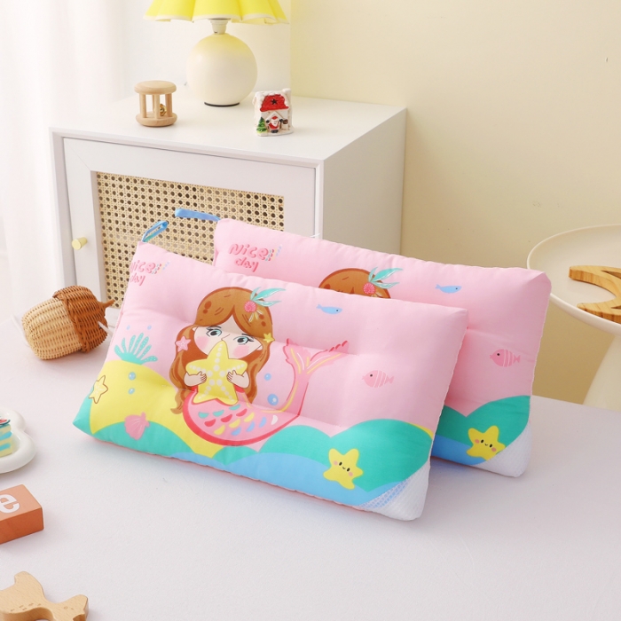 91家纺网 家纺一手货源 找家纺 吉咪兔 2023新款儿童卡通全棉冰豆豆枕 美人鱼40*60cm一体款