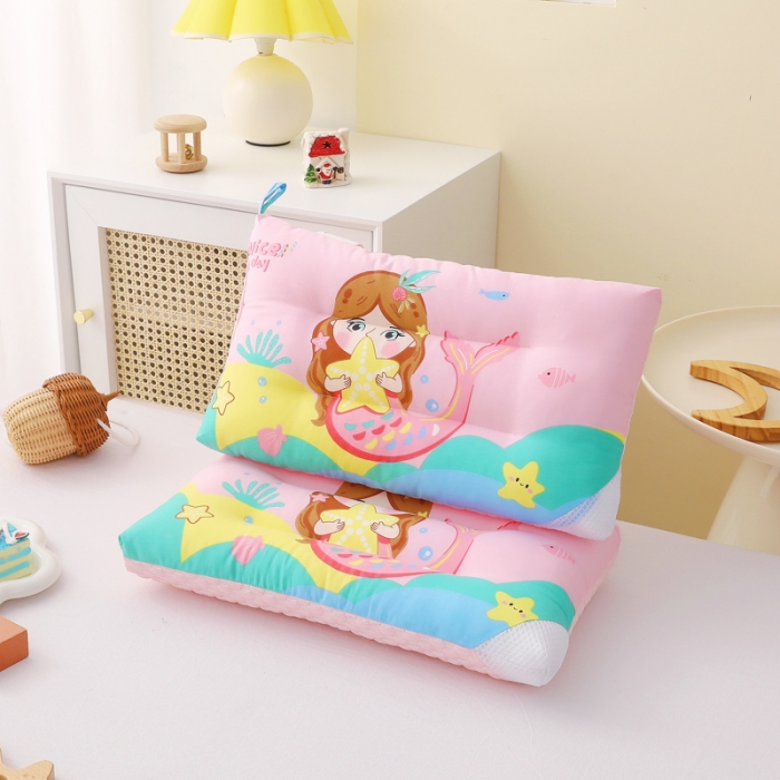 91家纺网 家纺一手货源 找家纺 吉咪兔 2023新款儿童卡通全棉冰豆豆枕 美人鱼40*60cm一体款