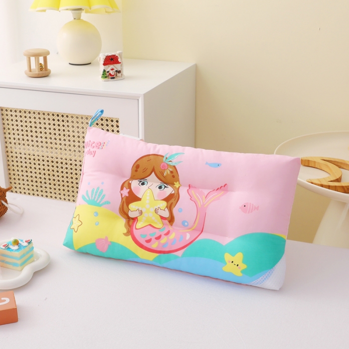 91家纺网 家纺一手货源 找家纺 吉咪兔 2023新款儿童卡通全棉冰豆豆枕 美人鱼40*60cm一体款