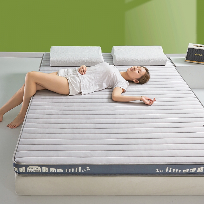 91家纺网 家纺一手货源 找家纺 帛奴家纺 2023新款A类乳胶抗菌记忆棉海绵床垫 条纹灰