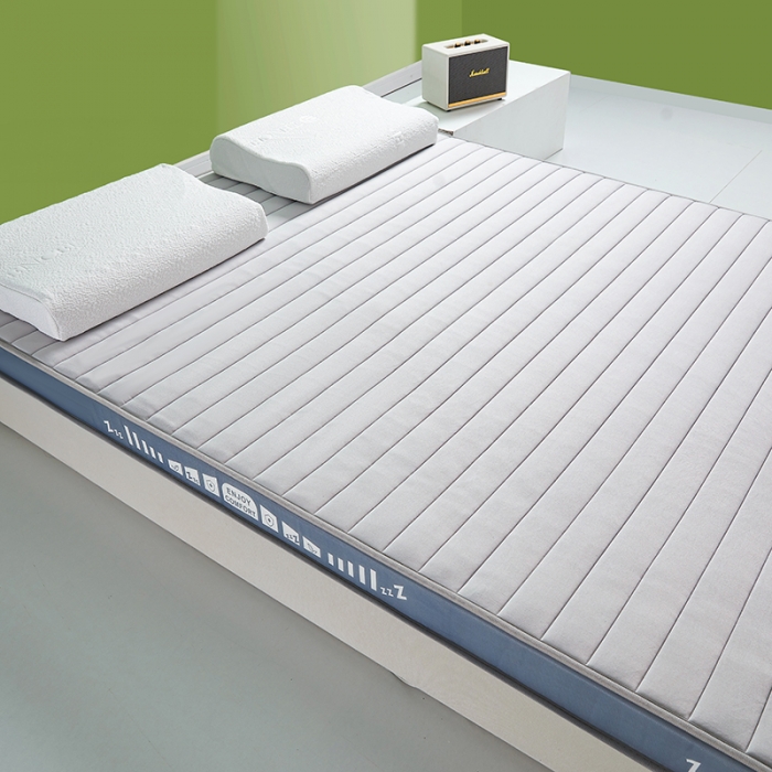 91家纺网 家纺一手货源 找家纺 帛奴家纺 2023新款A类乳胶抗菌记忆棉海绵床垫 条纹灰